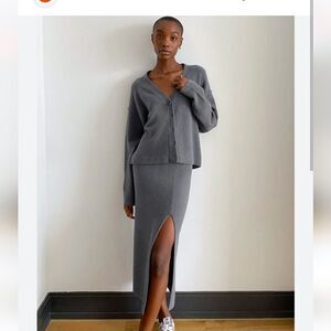 Aritzia Gray Midi Skirt